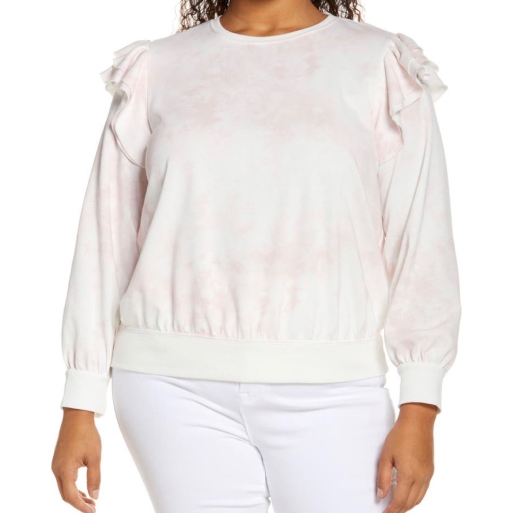 1.State Tie Die Pink Ruffle Sweatshirt Size 1X